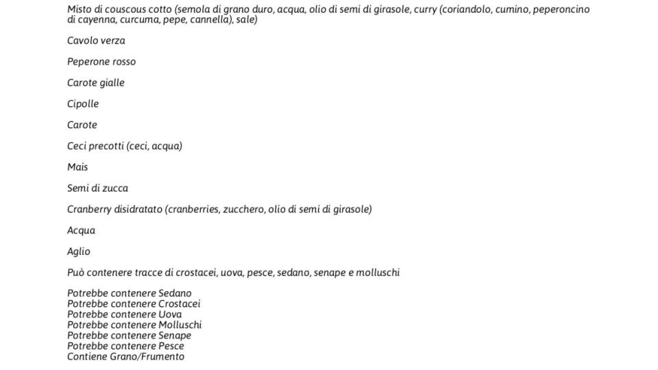 Pronti e Naturali Couscous con Verdure, Ceci e Cranberry