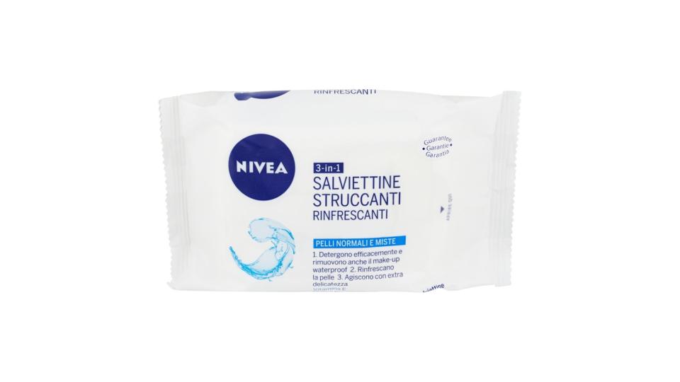 3-in-1 25 Salviettine Struccanti Rinfrescanti Pelli Normali e Miste