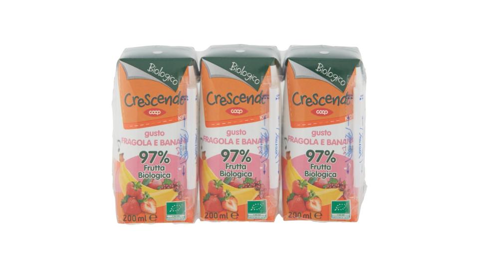 Kids Gusto Fragola e Banana 97% Frutta Biologica 3 x 200 Ml