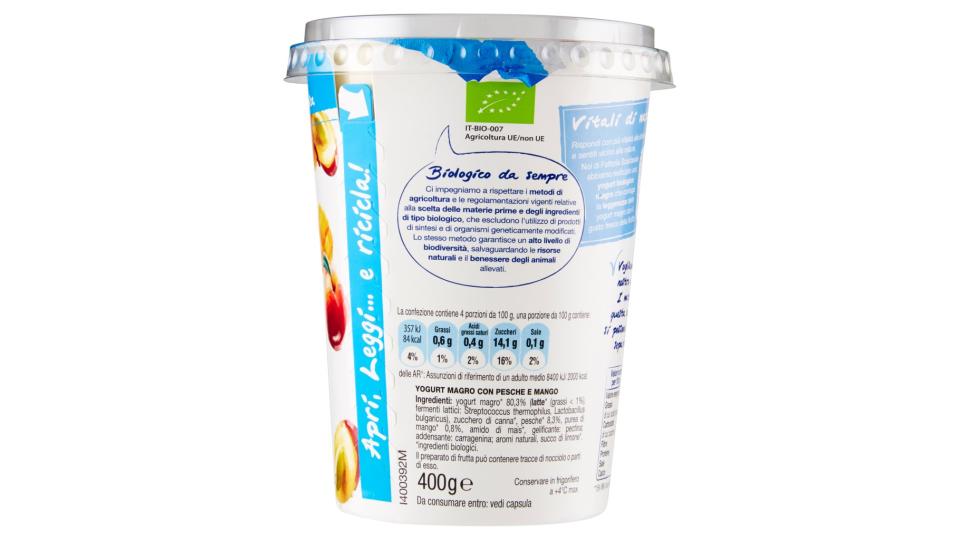 Yogurt Biologico Magro Pesca & Mango