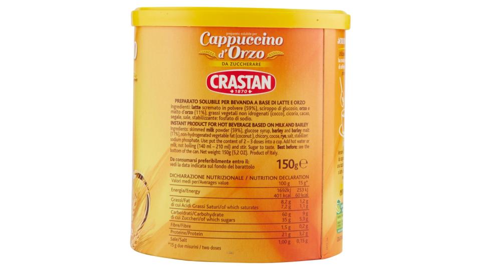 Preparato Solubile per Cappuccino d'Orzo da Zuccherare