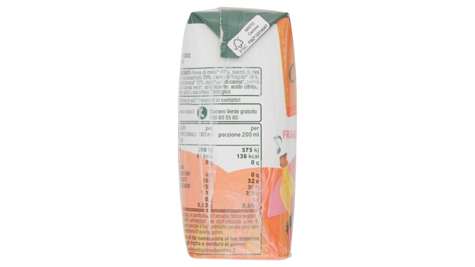 Kids Gusto Fragola e Banana 97% Frutta Biologica 3 x 200 Ml