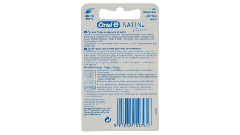 Filo Interdentale Satin Floss Menta 25 m