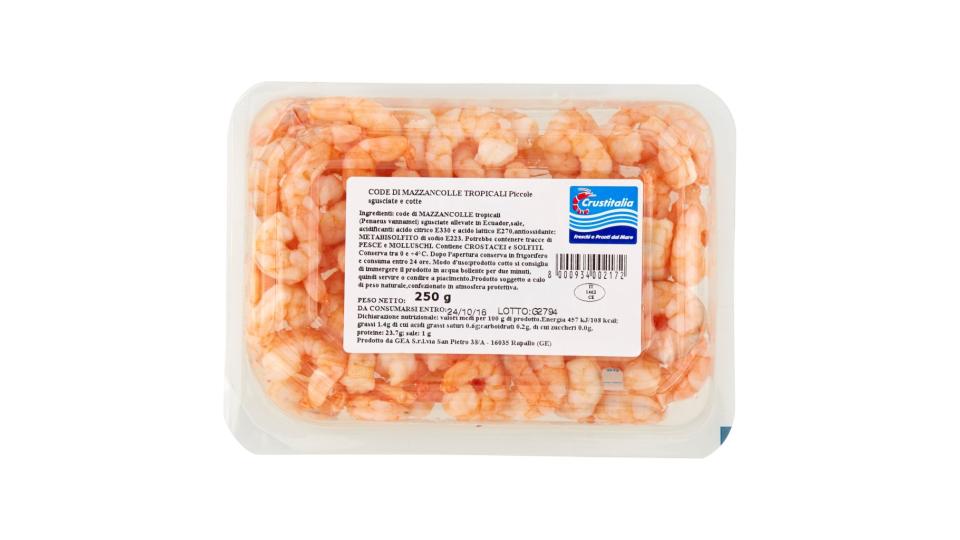 Code di Mazzancolle Tropicali Piccole Sgusciate e Cotte
