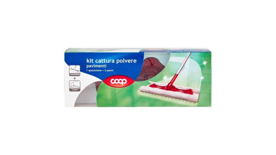 Kit Cattura Polvere Pavimenti 1 Spazzolone + 2 Panni