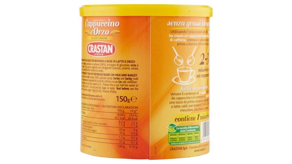 Preparato Solubile per Cappuccino d'Orzo da Zuccherare