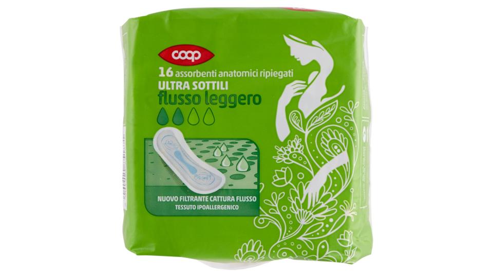 Assorbenti Anatomici Ripiegati Ultra Sottili Flusso Leggero 16 Pz