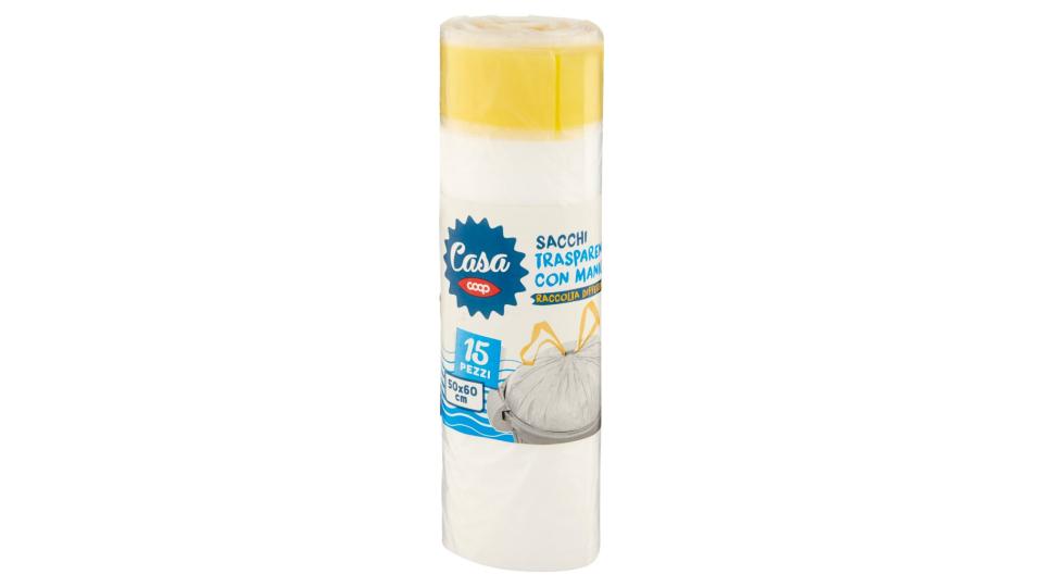Sacchi Trasparenti con Maniglie Raccolta Differenziata 50x60 Cm 15 Pz