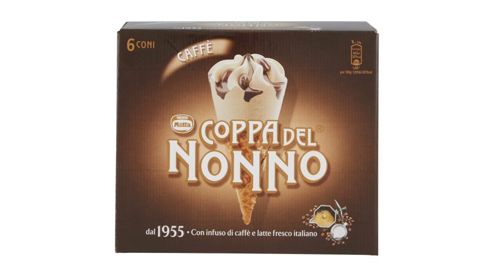 Coppa del Nonno Cono Gelato al Caffè con Infuso di Caffè e Variegatura al Cioccolato 6 Coni