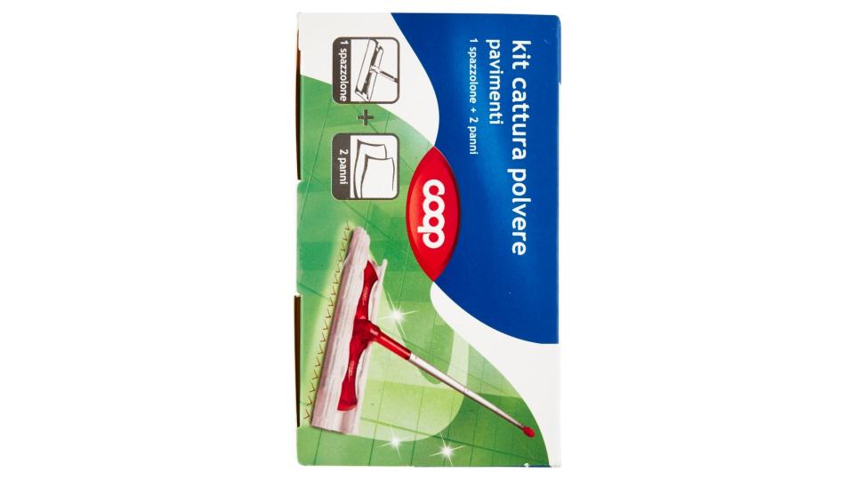 Kit Cattura Polvere Pavimenti 1 Spazzolone + 2 Panni