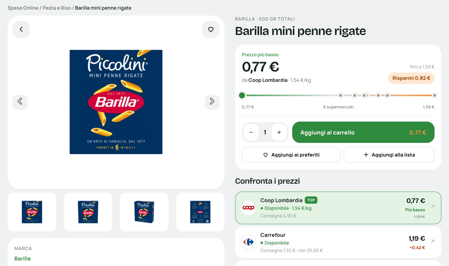 Confronta i prezzi in un colpo d’occhio su MiaSpesa
